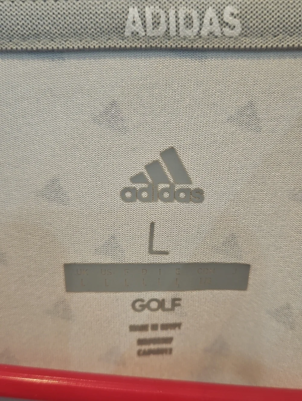 Adidas Golf Polo. Men's White Short-Sleeve White / Navy Micro Adidas Sign. Print